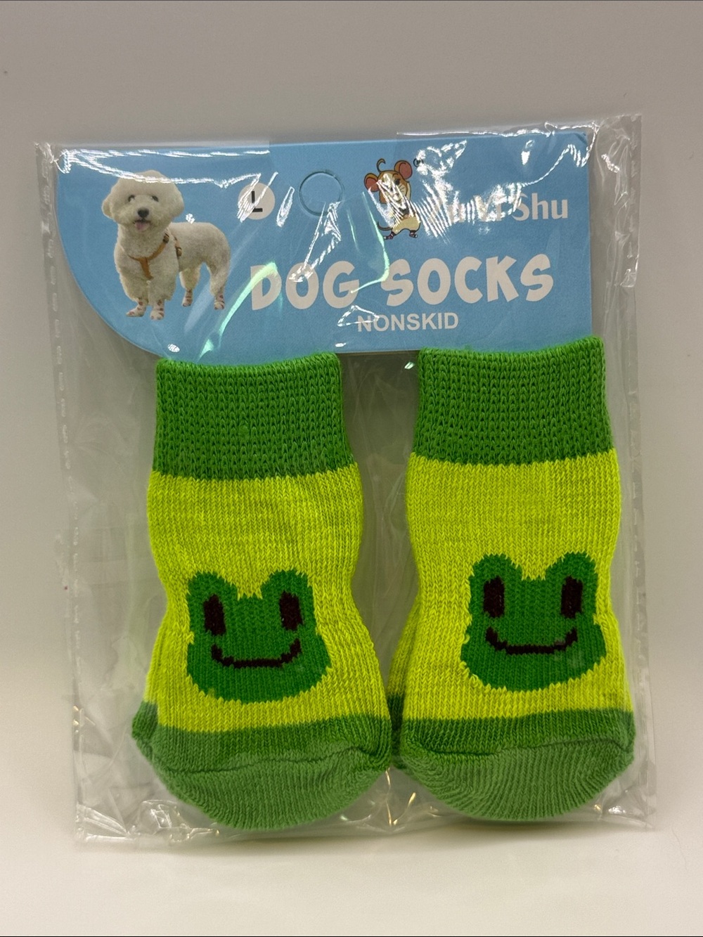 Green Frog Dog Socks - Non-Skid Pet Footwear